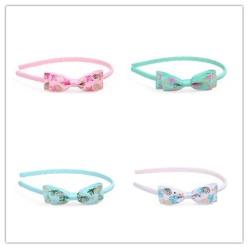 14pcs Fashion Cute Strawberry Pineapple Ribbon Bow Hairbands Bowknot Hair Sticks Princess Headwear Girls Hair Accessories