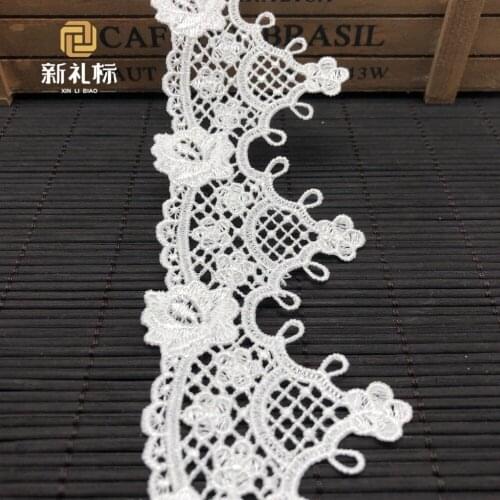 15yards White Flower Water Soluble Embroidery Lace Trim Ribbon Patchwork Material DIY Handmade Garment Sewing Accessories