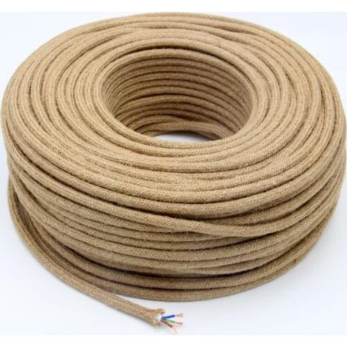 3 meters 5meters 10m 3 Core Vintage Hemp Cord Fabric Flexible Round Cable Retro Light Electrical Wire