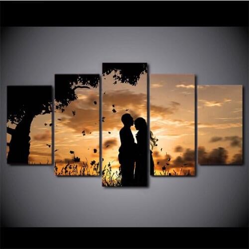 5 Panel Lovers Landscape Modular Picture Canvas Painting For Bedroom Living Room Home Wall Art Decor Unframed