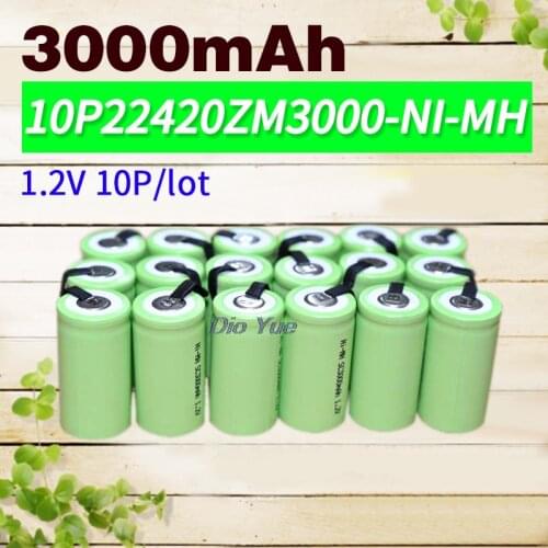 Apexway 10Pcs/Lot 3000mAh 1.2V Sub C SC Ni-MH NiMH Rechargeable Battery Batteries