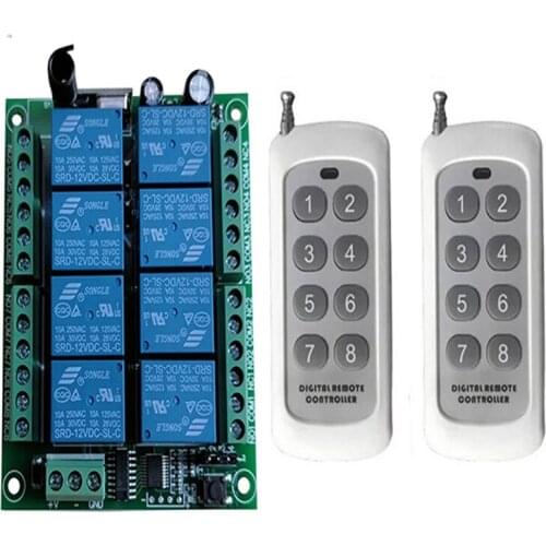 DC 12V 24V 8 CH Channels 8CH RF Wireless Remote Control Switch Remote Control System receiver transmitter 8CH Relay 315/433 MHz