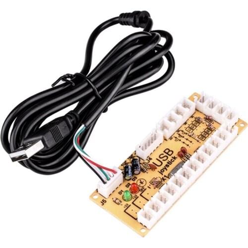 DIY Zero Delay Arcade USB Encoder PC to Joystick Arcade Rocker Circuit Board Control Module for MAME 2Pin with Cable Push Button