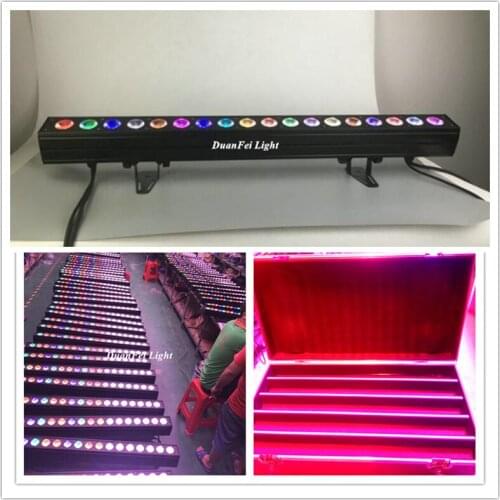 Flightcase) 5pcs/lot No waterproof dot dmx wash pixel bar led 18x18w wall washer rgbwa uv led dj light equipment effect