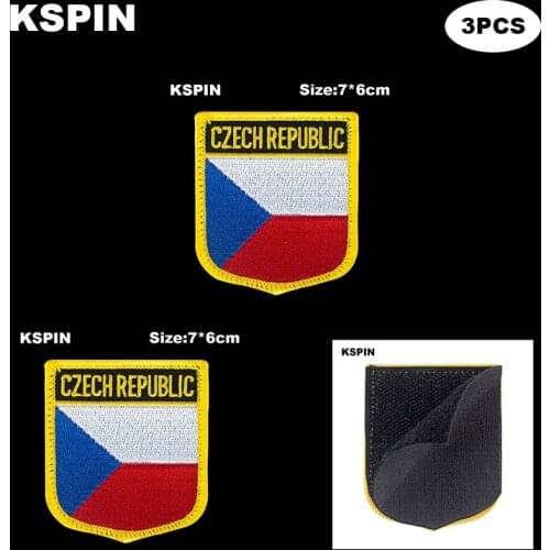 National Flag Patch Hook Loop Czech Rep. Badges Armband 3D Stick on Jacket Backpack Stickers