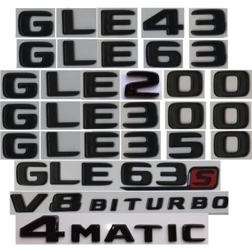 Glossy Black Trunk Letters Emblem Emblems Badge for Mercedes Benz GLE43 GLE53 GLE63 GLE63s AMG 4MATIC GLE400 GLE500 2017
