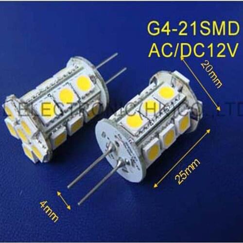 Hot selling 5050 3 chips 21SMD AC/DC12V G4 led bulbs 12v G4 led lights free shipping 100pcs/lot
