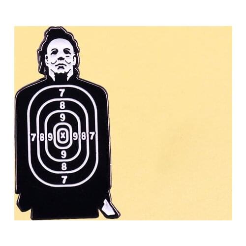 Halloween Michael Myers Target Practice Enamel Pins Cute Metal Cartoon Brooch Men Women Fashion Jewelry Gifts Hat Lapel Badges