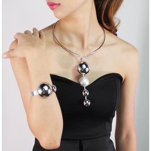 Alloy Torques Pendant Necklace Sets For Women Statement Choker Necklaces Bracelet Sets Jewelry Vintage Party Accessories UKMOC