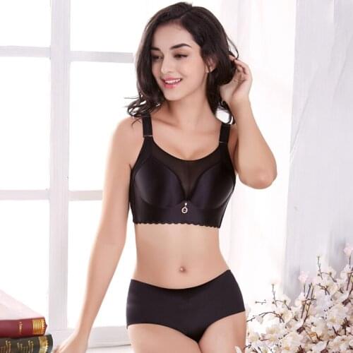 Sexy Lace 3/4 Cup Bra Sets For Women Wireless Thin Cotton Breathable Comfortable Underwear Solid color Lingerie Set