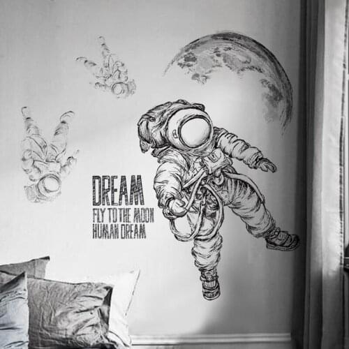 Creative astronauts Removable wall sticker Home Living room bedroom wallpaper sofa Background wall pvc material Wall Sticker
