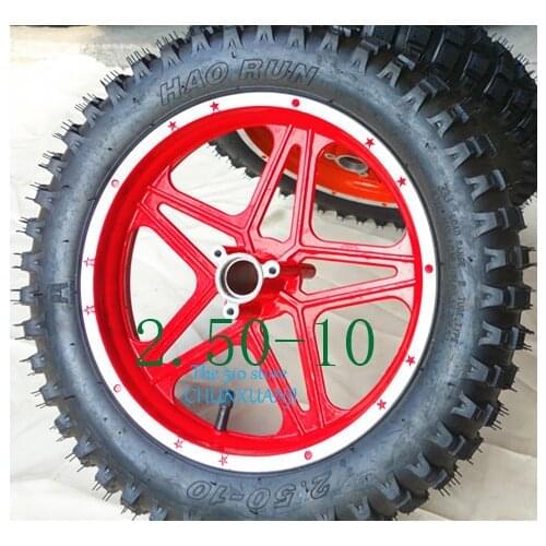 10inch (10'')Mini Dirt Bike Knobby Tire wheels 2.50-10 Front or Rear rims & tyre Off Road Motocross mini motorrad child
