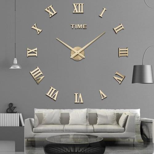 Fashion Personality DIY Stereo Roman Characters Large Wall Clock Creative Living Room Clock Modern Minimalist Wall Clocks