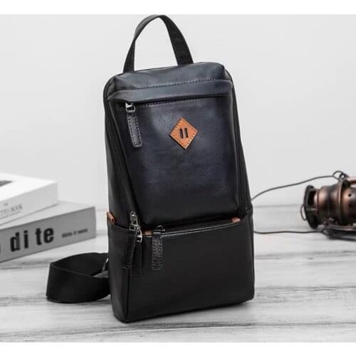Mens Chest Bags PU Leather Sling Bags Crossbody Bag For Men 2020 New Fashion Satchels Bag Male Chest Pack Business iPad Pocket