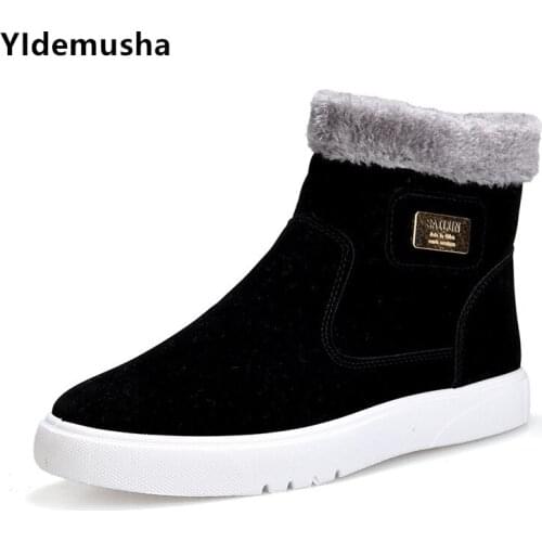 2020 Winter New Thick Men Snow PU Boots Fashion Warm Side Outdoor Casual Men Plush Martin Boots Cold Resistance Men Cotton Shoes
