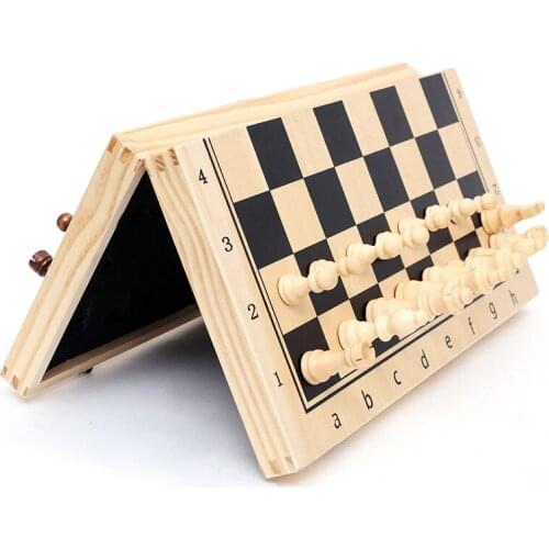 Magnetic Chess Pieces Set Game Solid Wood Folding High Quality Chess Board Games Panel Wooden Printing Profesional Entertainment