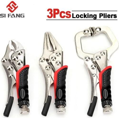 3Pcs Locking Pliers Set Steel Locking Plier Multi-function Woodworking Clamps Straight Jaw Pliers Hand Tools