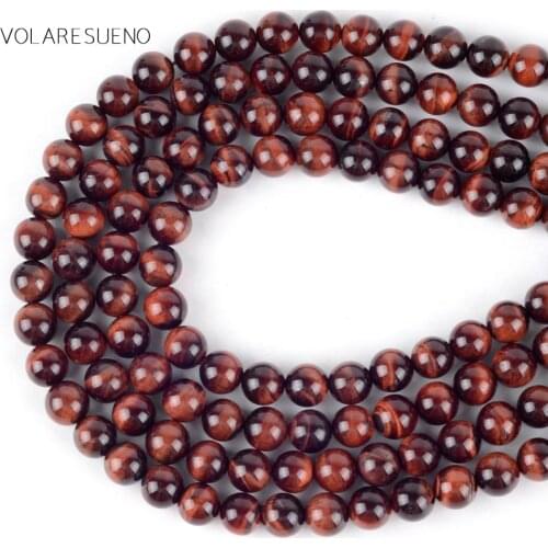 Natural Minerals Red Tiger Eye Stone Round Loose Beads For Jewelry Making 4-12mm Spacer Beads Fit Diy Bracelet Necklace 15