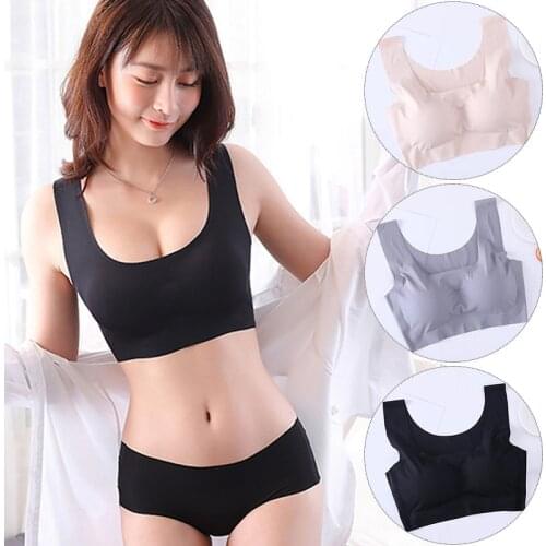 Seamless Bra Vest Girls Sports Sleeping Thin Ice Silk Soft Comfortable Underwear Push Up Chest Padded Stretch Invisible Bralette