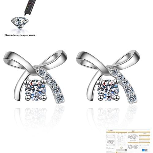 New moissanite earrings women silver stud earrings 925 sterling silver shiny gem better than diamond gift GRA