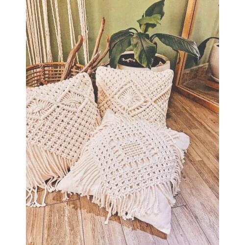 MOMS YARD New Macrame Handmade Cotton Thread Pillowcase Bohemia Moroccan Sofa Cushion Cover Decorative Pillowcase High-end Gift