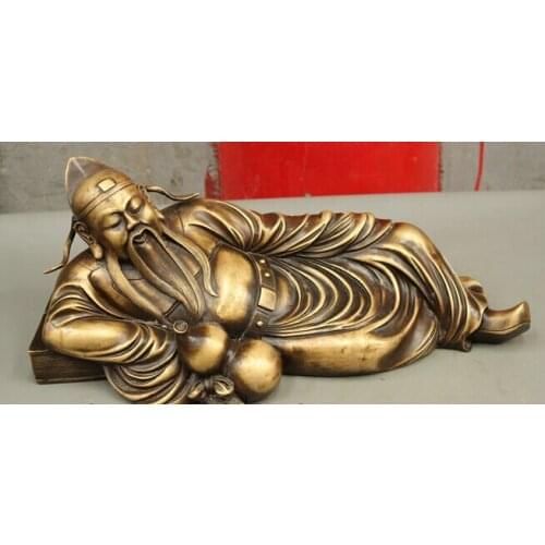 Wholesale factory 17 Folk China Bronze Copper Culture Gourd vixm fairy poet literati LiBai Statue 25% off