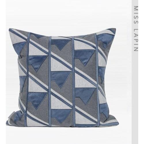 MISS LAPIN Original Design Geometric Pattern Applique Embroidered Throw Pillow Cushion Covers for Sofa Couch Bed