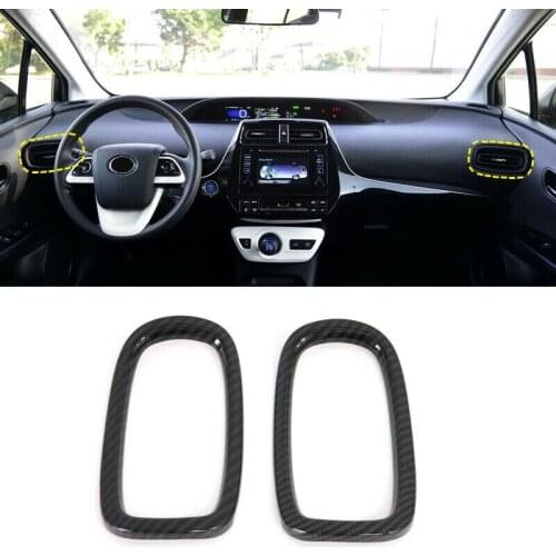 2pcs ABS Carbon Front Upper Side Air AC Vent Outlet Cover Trim For 2017-2020 Toyota Prius