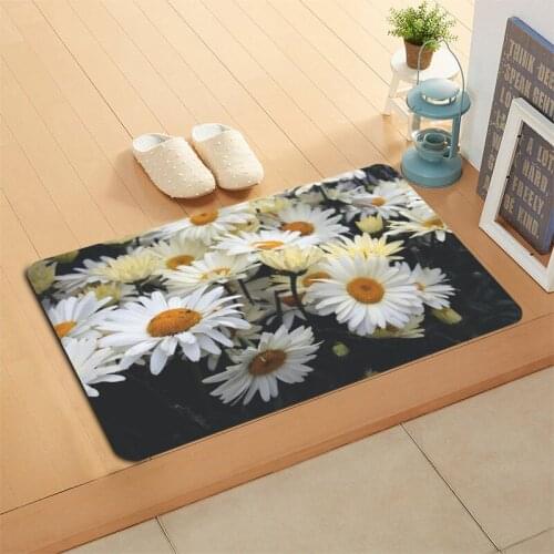 Custom Chamomile Doormat Floor/Bath/Kitchen/Beach Mat Flannel Sponge Fabric 3D Printed Shaggy Custom Decoration For Bedroom