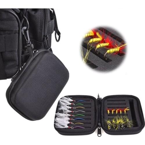 Portable Fly Fishing Lure Spinner Spoon Bait Foam Box Trout Flies Fishhook Hard EVA Storage Case Container Bag Fishing Gear Bag