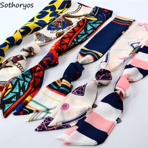 Scarves Women Printed Korean Style Trendy Bag Waist Accessories Harajuku Scarf Womens Simple Fashion Various Color Daily Chic