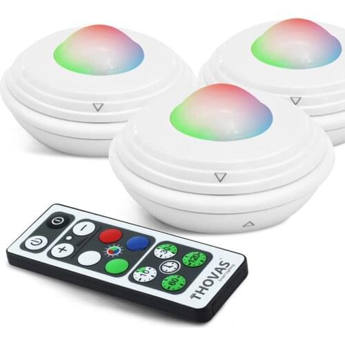 THOVAS LED Night Lights Wireless Mini Light UFO Design Battery Remote Controller Night Lamps for Kitchen Cabinet Wardrobe Lamp