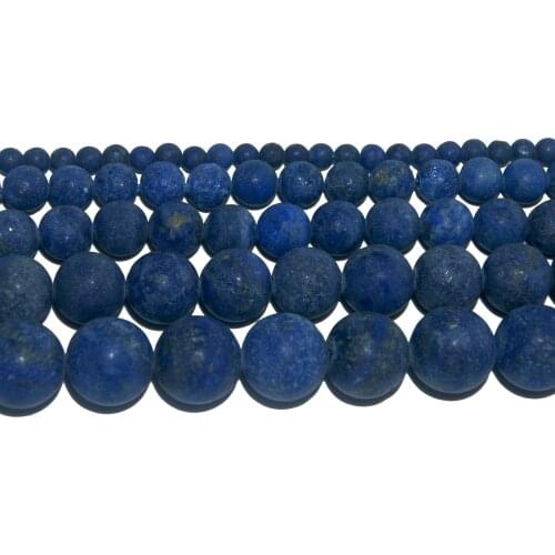 Dull Polish Matte Natural Stone Lapis Lazuli Round Loose Beads 4 6 8 10 12 MM Pick Size For Jewelry Making DIY Bracelet Material