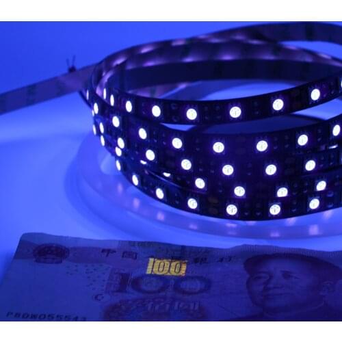 Ultraviolet LED Strip Light SMD 5050 DC 12V black PCB 0.5M 1M 2M 3M 4M 5M Waterproof Ribbon Purple Flexible UV party Tape lamp