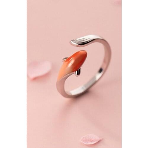 VENTFILLE 925 Sterling Silver Classical Art Auspicious Gradient Fortune Koi Ring Party Jewelry for Women