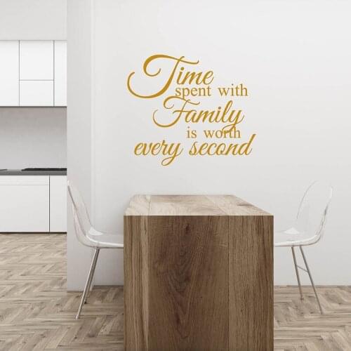 Time Spent With Family Wall Quote Decal Family Love Quotes Stickers Wall Lettering Decals Wall Decor for Living-room, Bedroom