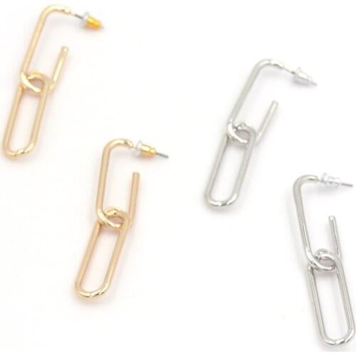 2021 New High Quality Hollow Out Chain Type Oval U Shape Stud Earring for Girl