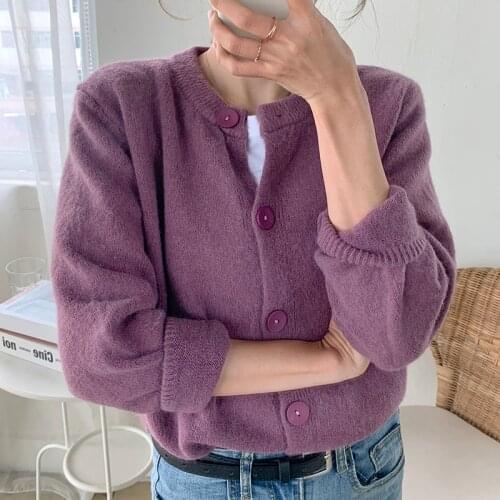 Autumn Winter Long Sleeve Women Sweater Cardigan Fashion Round Neck Loose Cardigans Knitted Jumper Casual YOU901