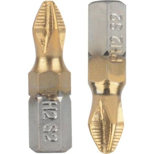 10pcs/lot 25mm PH2 Screwdriver Bit 1/4" Shank Titanium Coated Anti Slip Screw Drive Bits For Power Tool