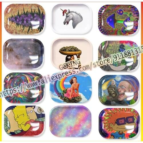 18*14cm Tobacco Rolling Tray Herb Tobacco Tinplate Plate Smoking Accessories Cigarette Rolling Tray For Grinder