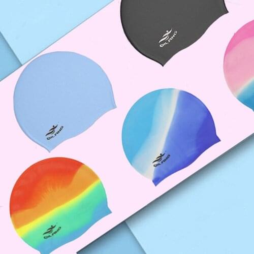 2021 Swimming Cap Colorful Women Men Adult Silicone Waterproof Plus Size Long Hair Ear Protection High Elastic Swim Pool Hat