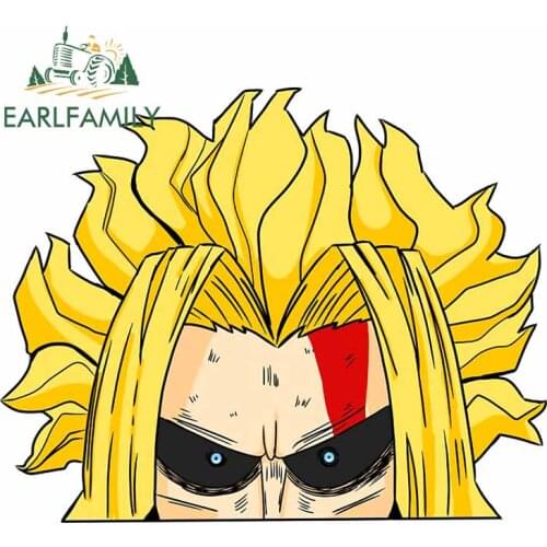 EARLFAMILY 13cm x 10.6cm for My Hero Academia Car Stickers Cool All Might Anime Character Decals Bumper Door Car Assessoires