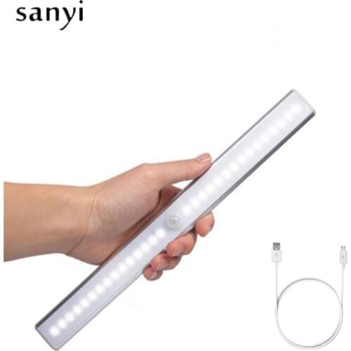 Wireless Motion Sensor LED Night Light 24/30/40/60 LED USB Rechargeable Night lamp For Kitchen Cabinet Wardrobe Wall Lamp