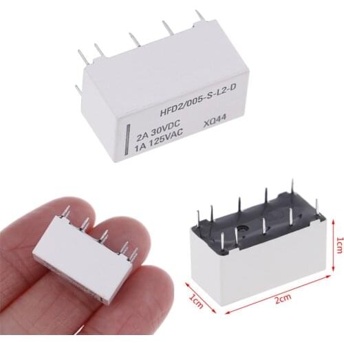 12V Coil Bistable Latching Relay DPDT 30VDC 2A 1A 125VAC HFD2/005-S-L2-D Realy