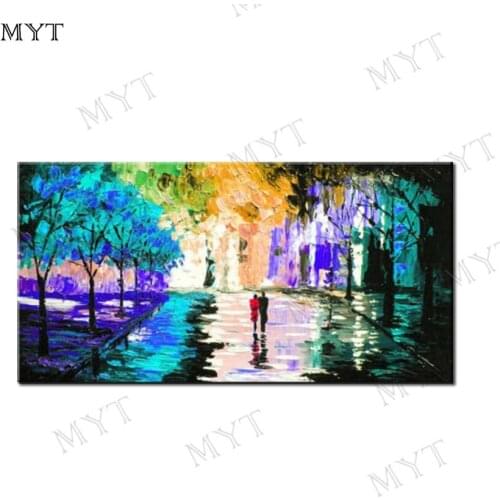 MYT Lover In Street Large Modern Home Decoration Wall Art Picture Hand-painted Abstract Women Paintings Oil Painting on Canvas