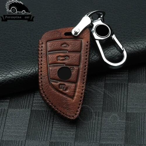 Genuine Leather Car Key Case Cover For Bmw X5 F15 E53 X1 F48 X3 E83 X4 G30 F10 F31 F30 E30 E38 E39 E46 F07 Key Shell Accessories