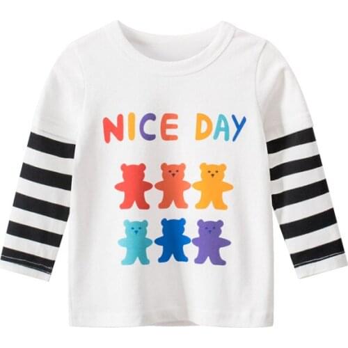 Childrens Long Sleeve Tshirt Autumn Spring Kids Korean Cotton Bottoming Shirt Baby Boys Girls Fashion Cartoon Letter Print Tops
