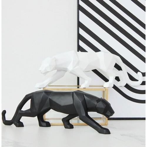 Dropshipping Black Panther Statue Leopard Sculpture Large Animal Figurine Home Office Decoration Gift Accessor Style Resin