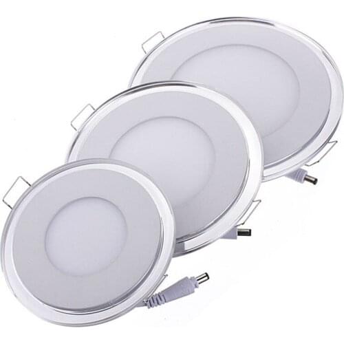 Dual Color LED Panel Downlight 10W 15W 20W Round LED Ceiling Indoor Lighting Recessed Panel Light Warm/Cold White Blue DHL Free