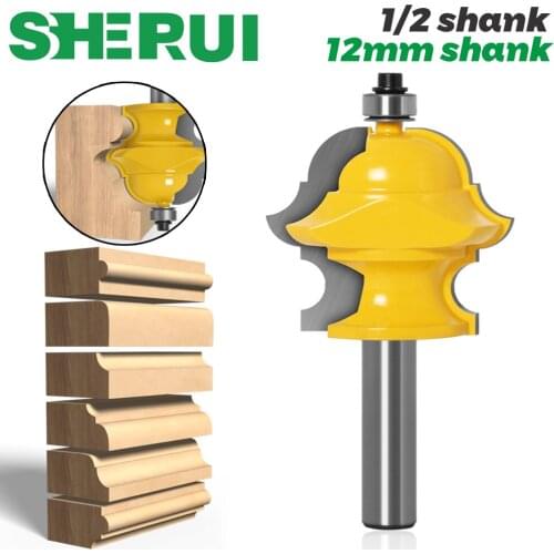 1pc 12mm1/2 Inch Shank Magic cutter Architectural Molding Line Router Bit Woodworking Crown Milling Cutter for Wood Bit Face